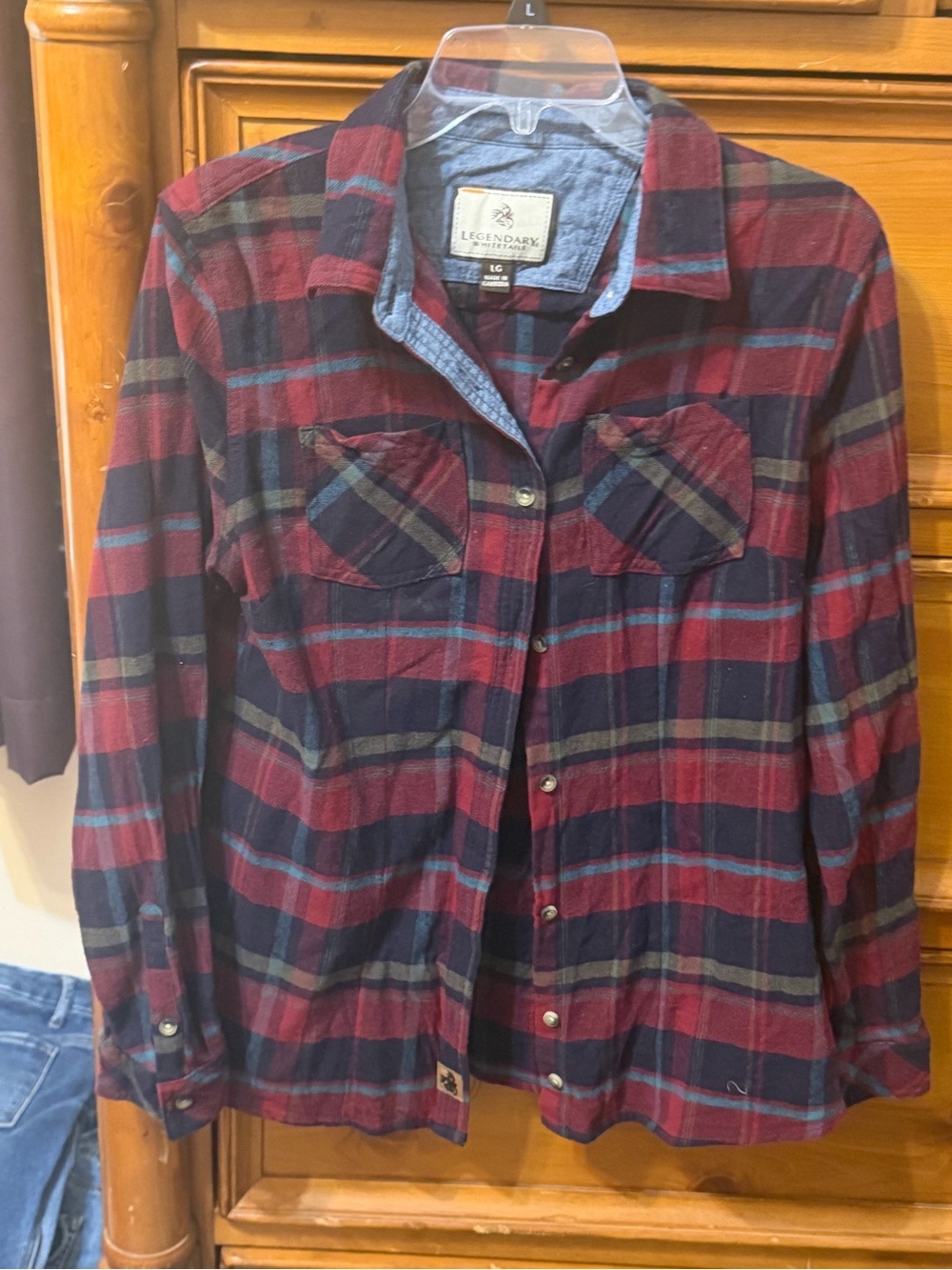 Legendary Whitetails Women's Burgundy and Navy Plaid Shirt